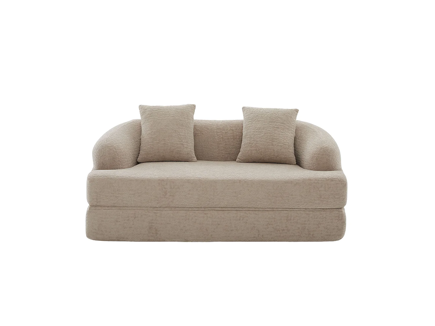 Tweezits slaapbank van chenille met 2 kussens - Khaki 157 x 84 x 65 cm