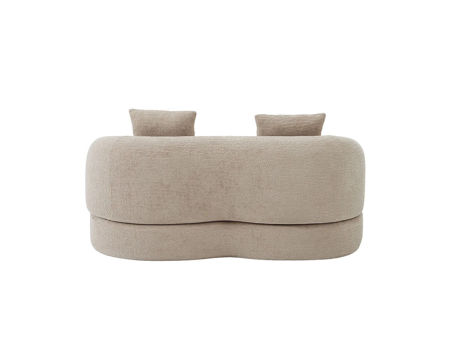 Tweezits slaapbank van chenille met 2 kussens - Khaki 157 x 84 x 65 cm