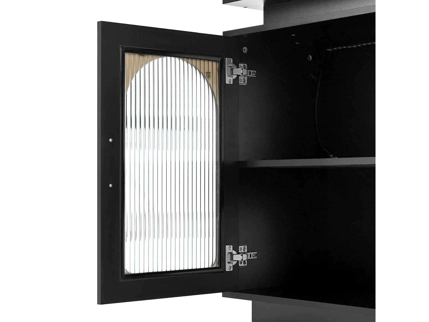 Îlot central extensible avec LED, USB/Type-C, tiroirs et portes - Meuble de bar noir