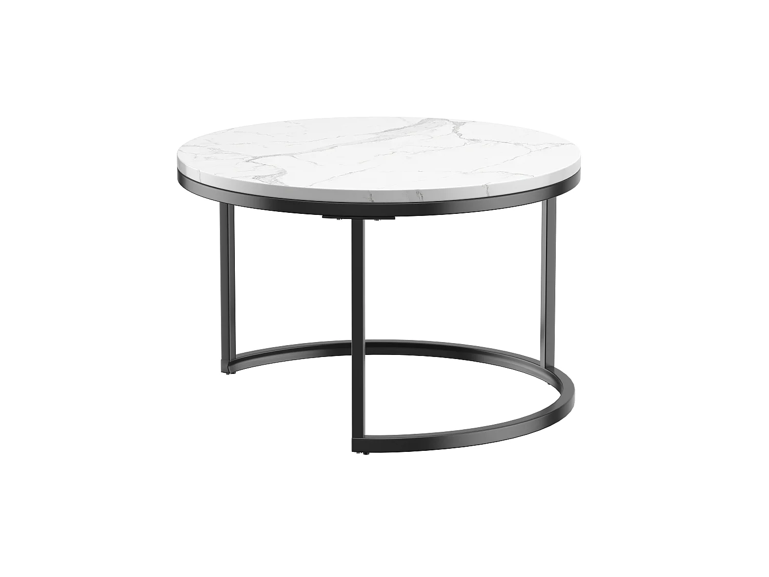 In elkaar schuifbare salontafels met blad in marmerlook - MDF en metaal - Zwart-wit