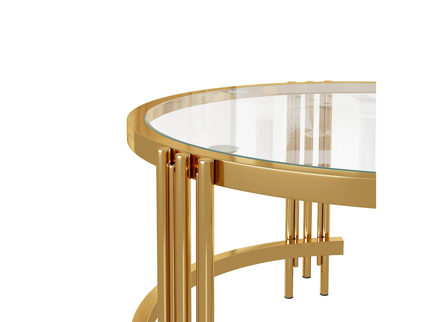 Tables basses gigogne avec plateau en verre - Cadre en métal - Doré