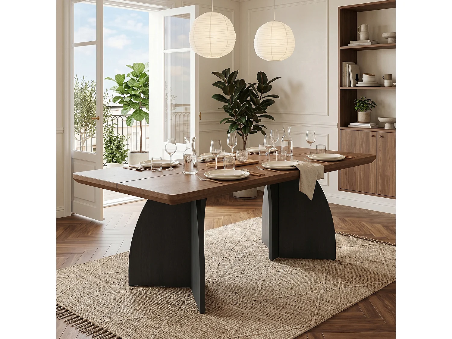 Table à manger 160 x 80 cm pour 4 à 6 places - Design moderne - Marron