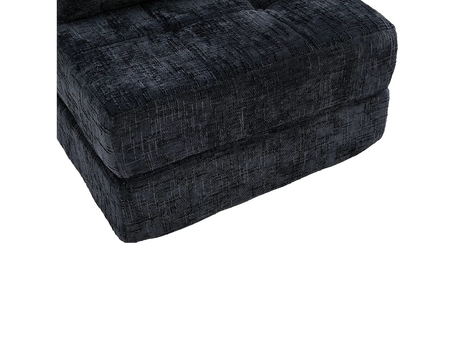 Opklapbare fauteuil van chenille met kussens - voor woonkamer en slaapkamer - zwart