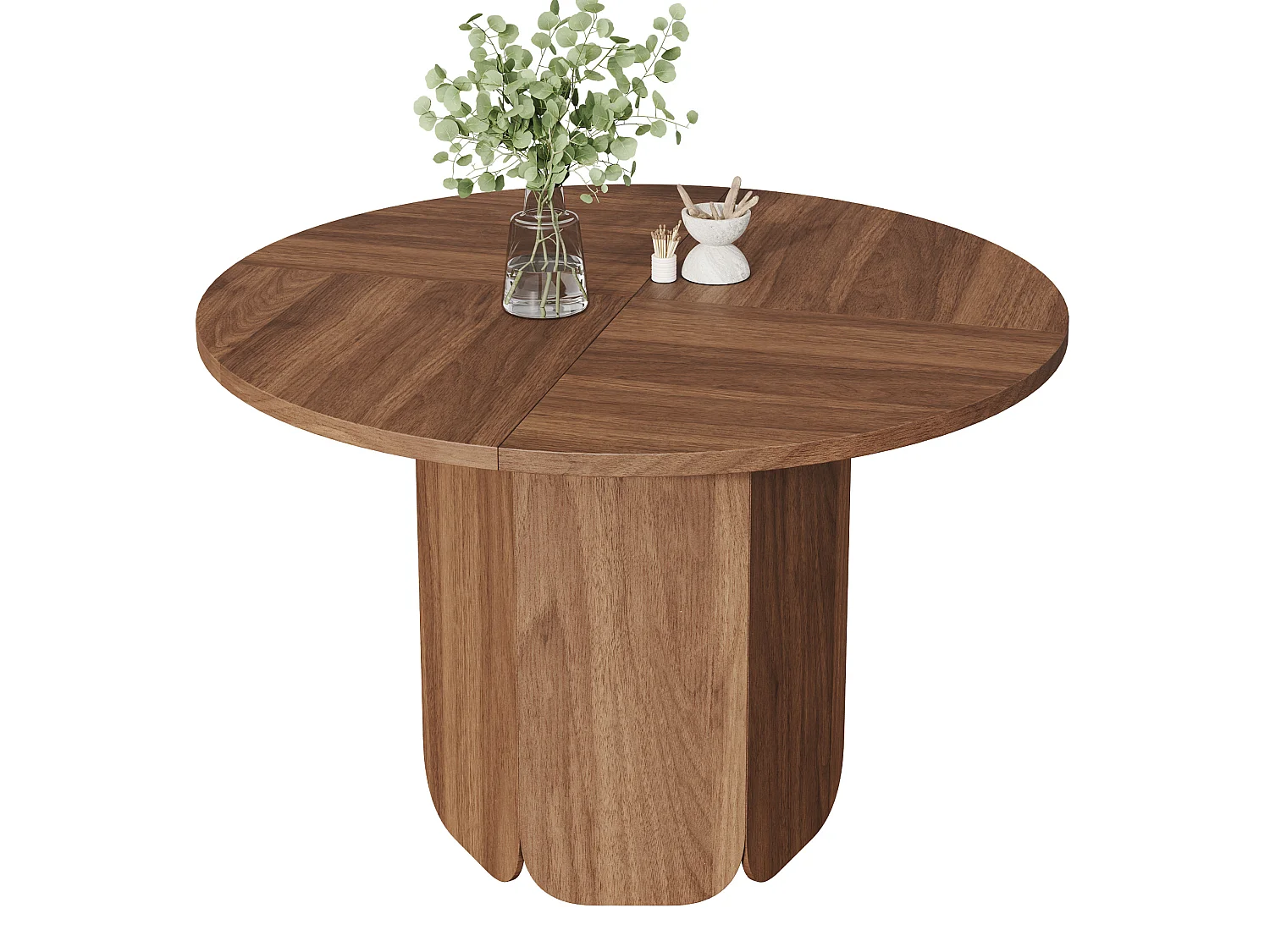 Table à manger ronde 120 cm pour 4 à 6 personnes - Design classique - Marron