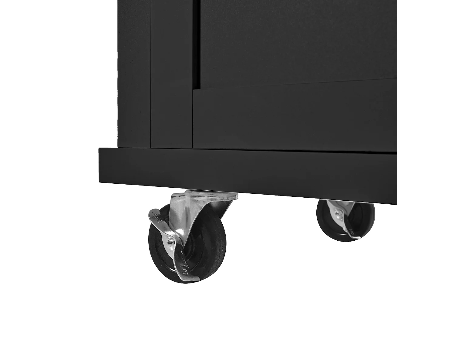 Îlot de cuisine à roulettes avec plateau extensible, 3 tiroirs et portes - Noir et bois