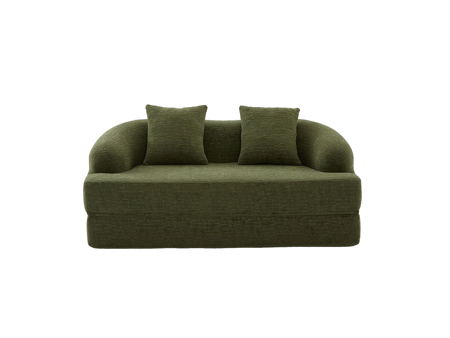 Tweezits slaapbank van chenille met 2 kussens - Groen 157 x 84 x 65 cm