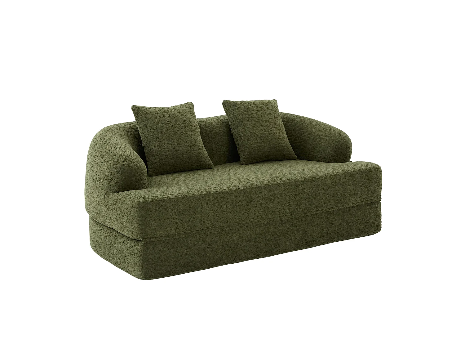Tweezits slaapbank van chenille met 2 kussens - Groen 157 x 84 x 65 cm