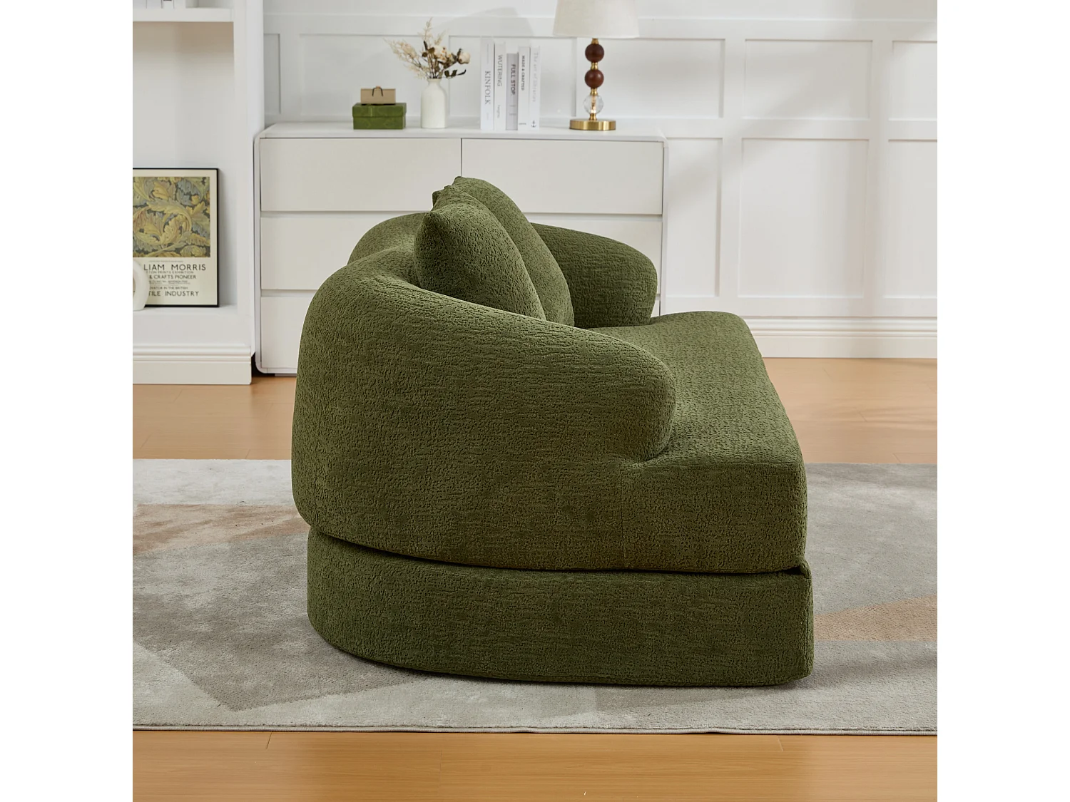 Tweezits slaapbank van chenille met 2 kussens - Groen 157 x 84 x 65 cm