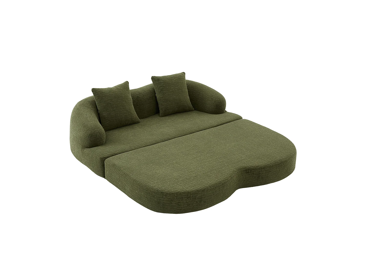 Tweezits slaapbank van chenille met 2 kussens - Groen 157 x 84 x 65 cm
