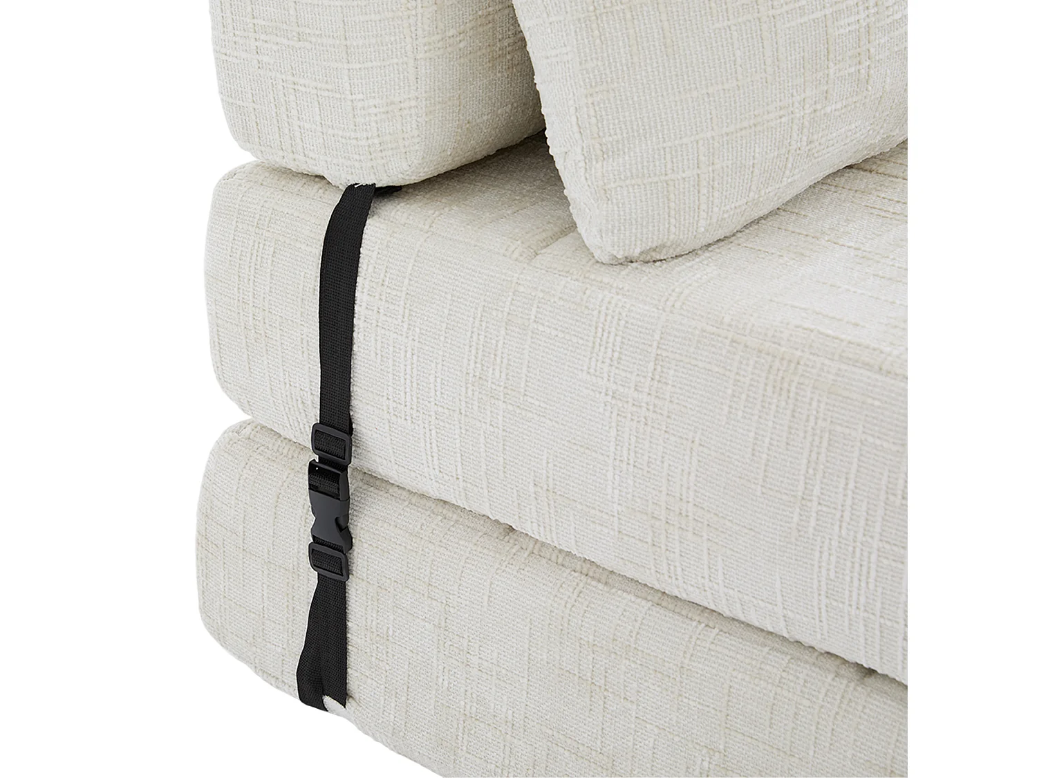 Opklapbare fauteuil van chenille met kussens - voor woonkamer en slaapkamer - beige