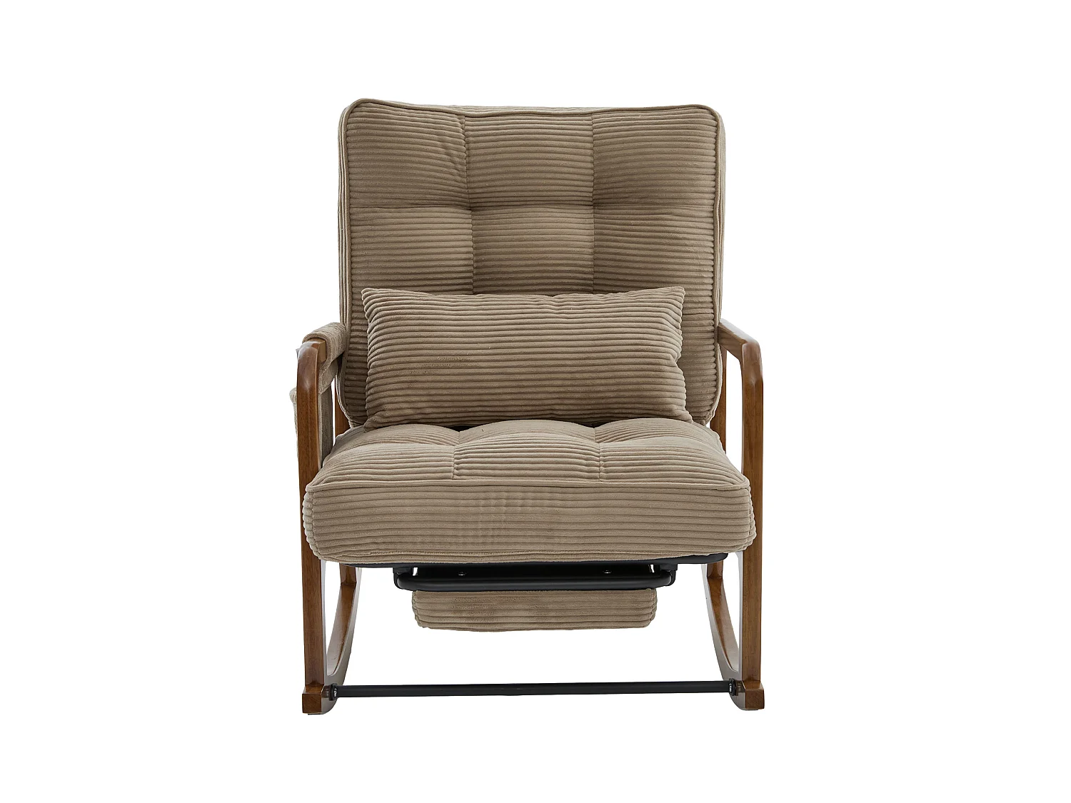 Rocking chair en velours côtelé avec repose-pieds et dossier réglable - Kaki