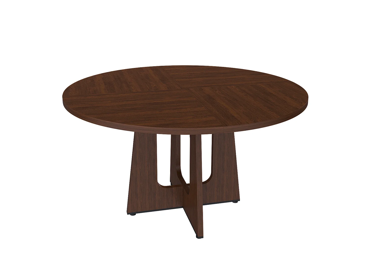 Table à manger ronde modulable de 120 cm en MDF - Pour 4 personnes - Marron
