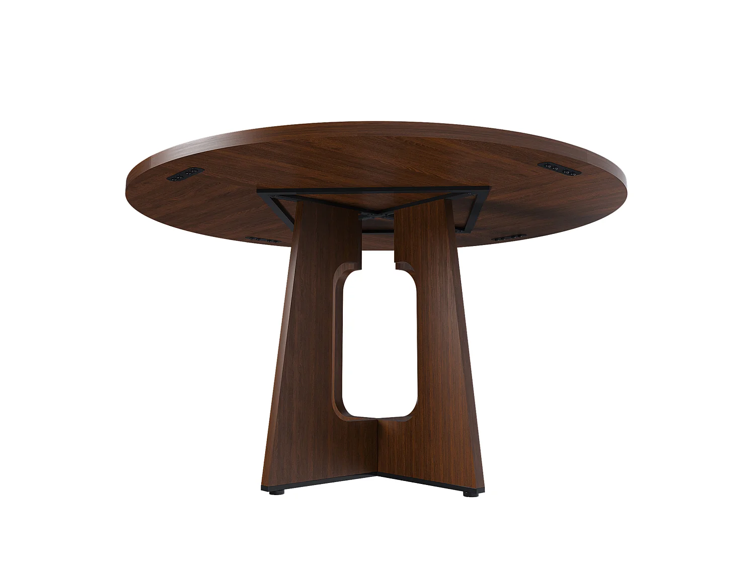 Table à manger ronde modulable de 120 cm en MDF - Pour 4 personnes - Marron