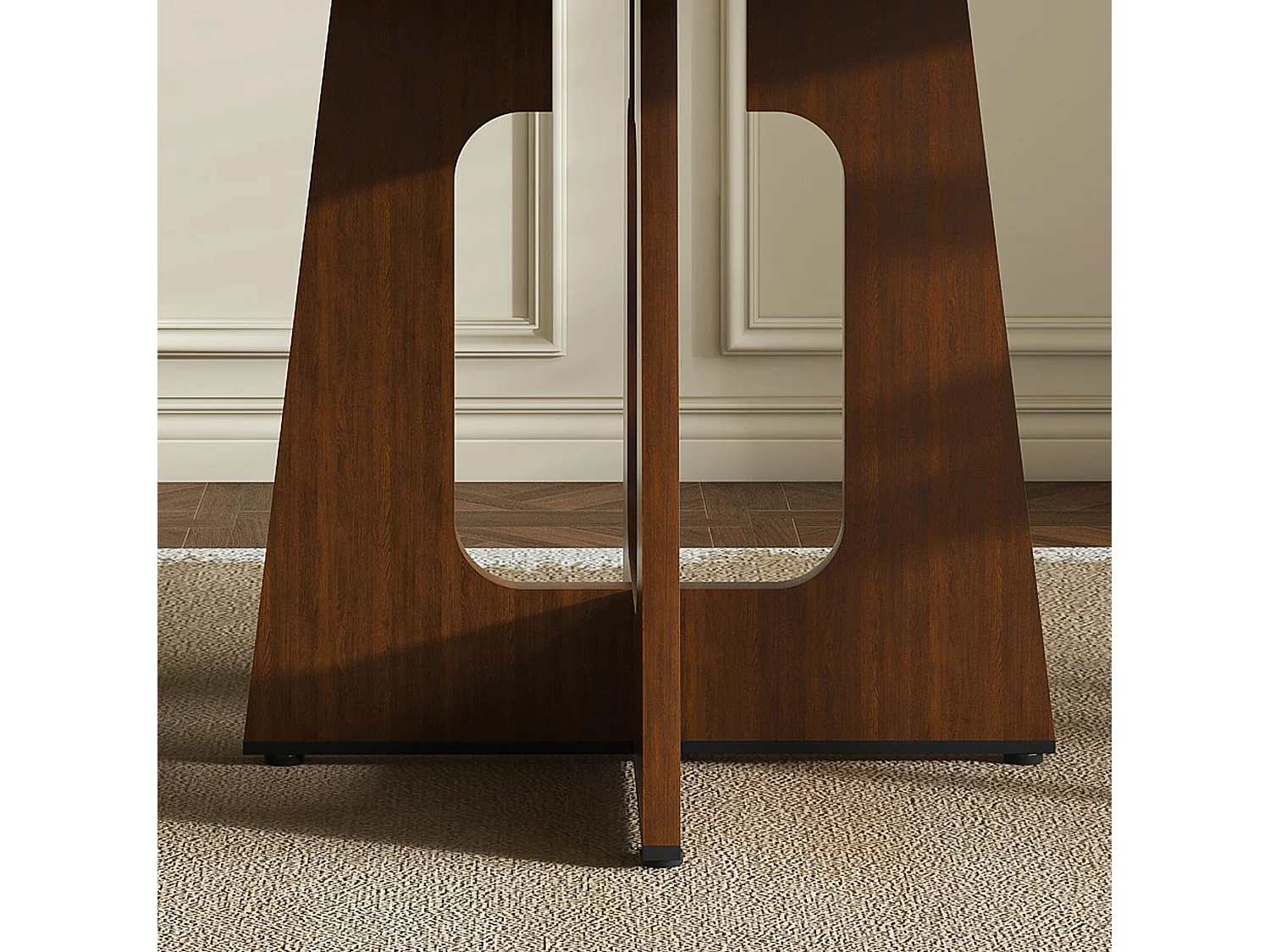 Table à manger ronde modulable de 120 cm en MDF - Pour 4 personnes - Marron