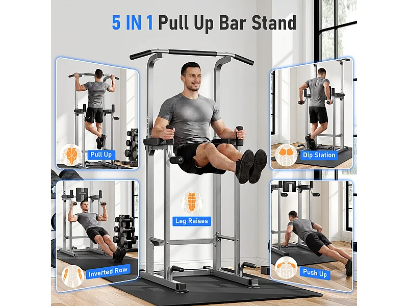 5-i-1 justerbar pull-up stang, multifunktionel fitnessstation, max 150KG, til hjemmetræning