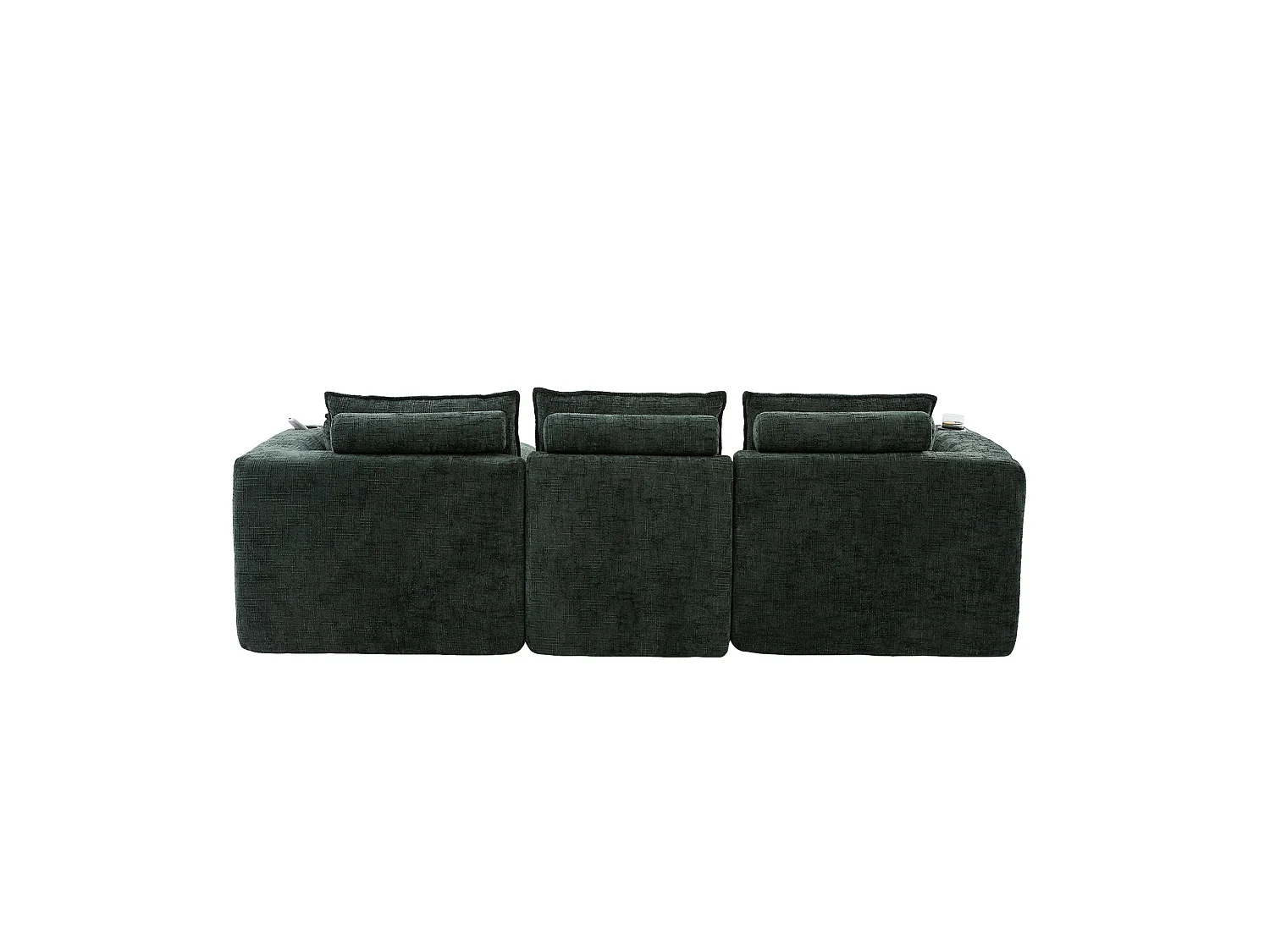 Canapé 3 places avec pouf en tissu chenille vert
