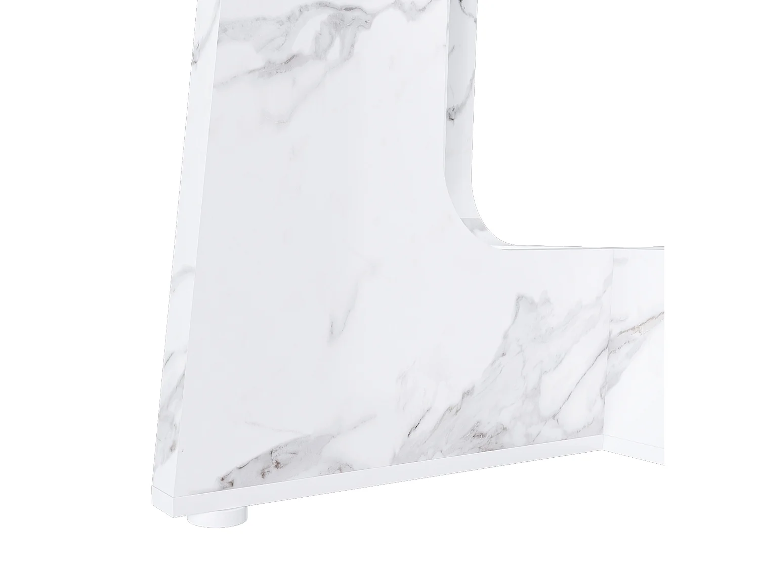 Table à manger ronde modulable de 120 cm en MDF - Pour 4 personnes - Blanc effet marbre