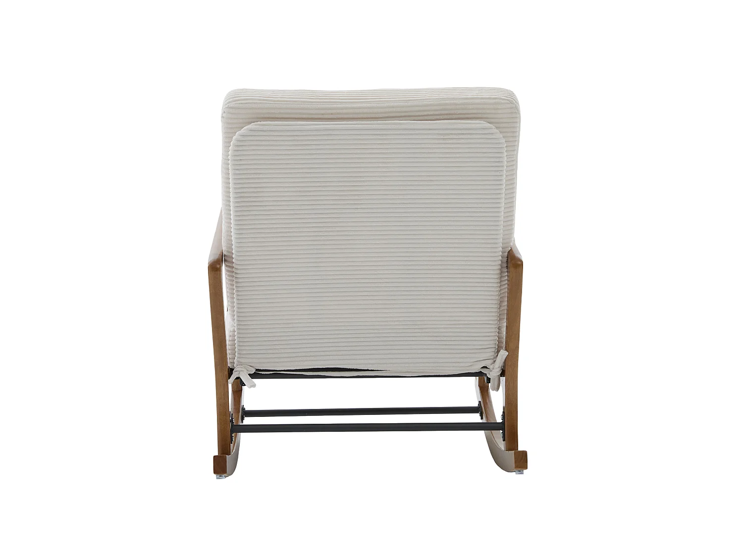 Rocking chair en velours côtelé avec repose-pieds et dossier réglable - Beige