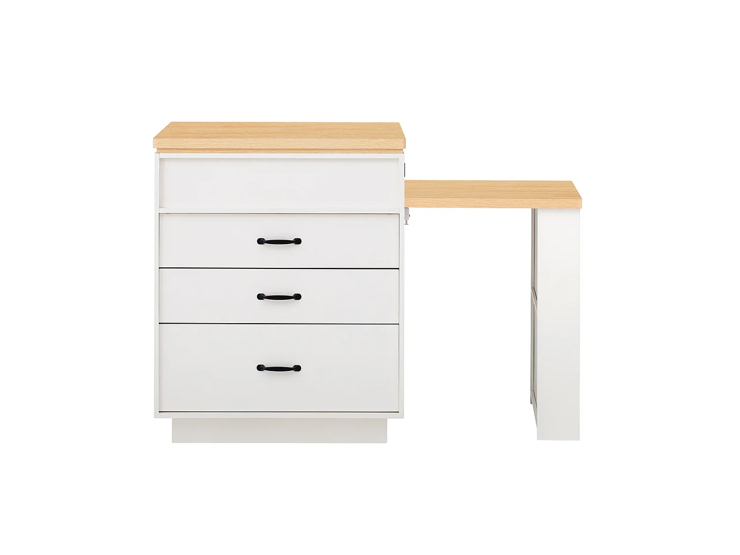 Îlot central LED blanc - Meuble de bar extensible avec ports USB/Type-C et rangements