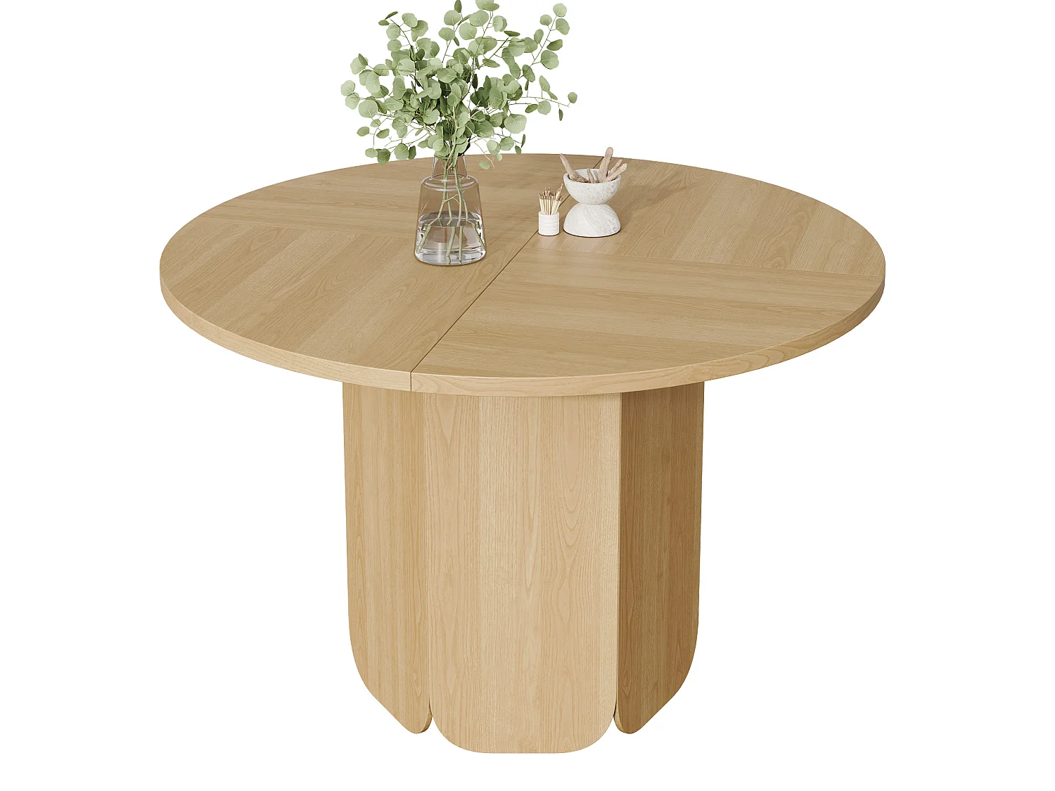 Table à manger ronde 120 cm pour 4 à 6 personnes - Design classique - Couleur bois