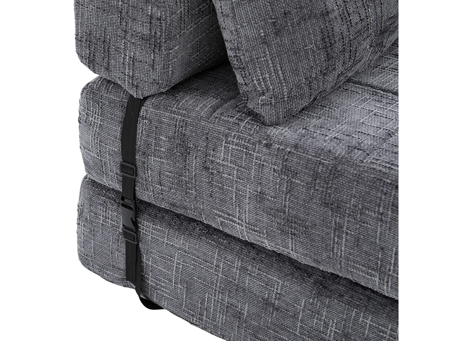 Opklapbare fauteuil van chenille met kussens - voor woonkamer en slaapkamer - grijs