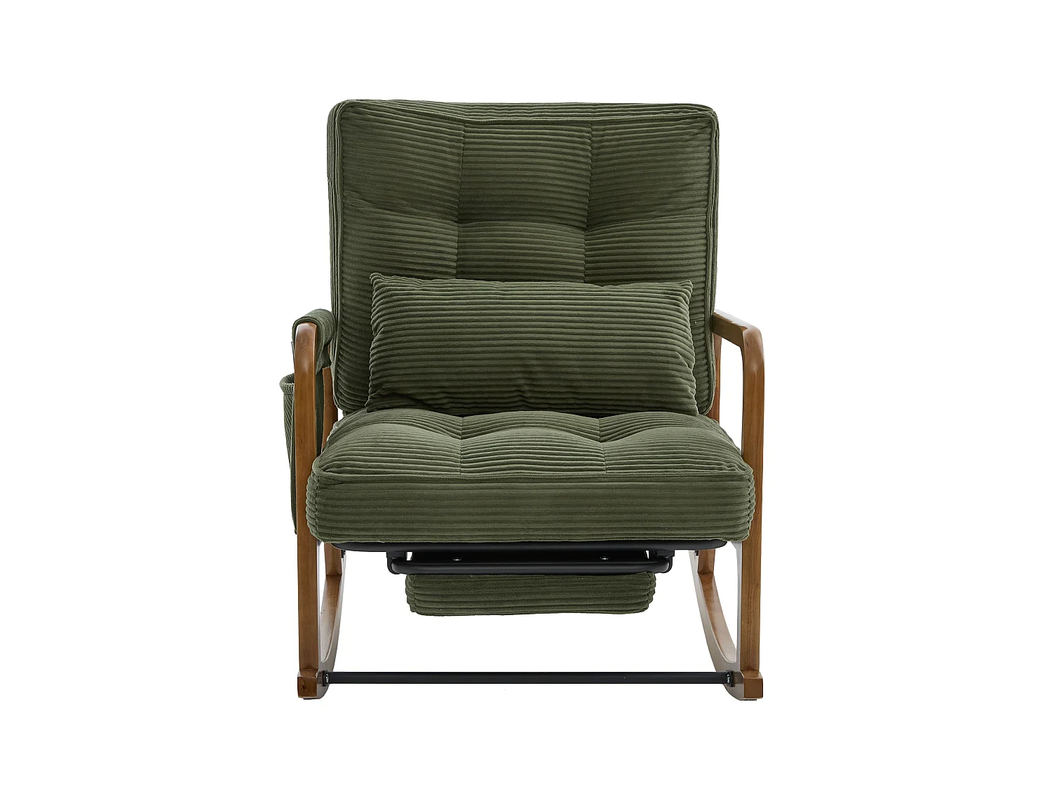 Rocking chair en velours côtelé avec repose-pieds et dossier réglable - Vert