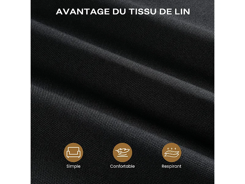 Canapé 2 places en tissu lin - cadre en bois - 107x60x76cm - Noir
