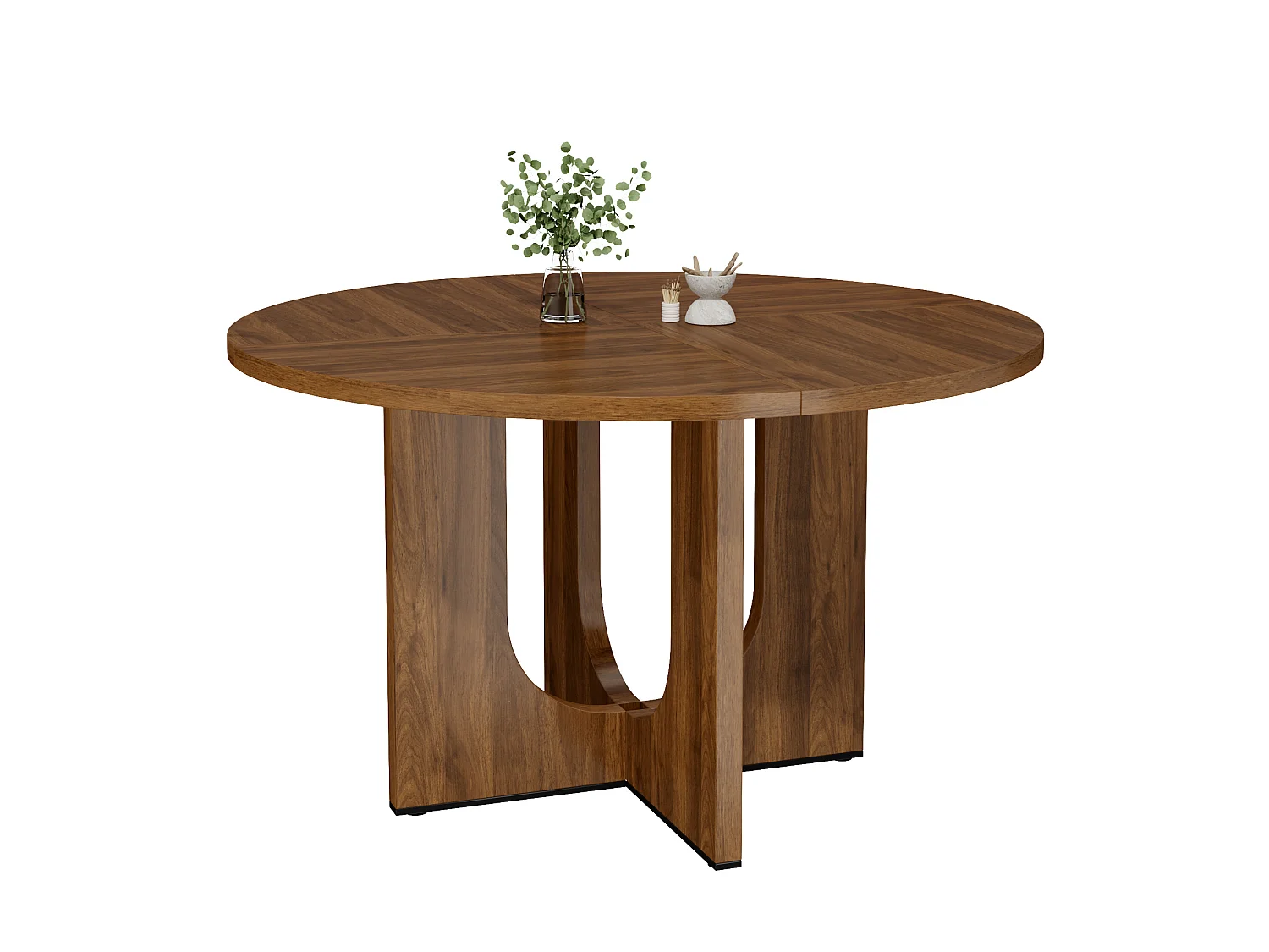 Table à manger ronde 120 cm pour 4 à 6 personnes- Design classique - Marron