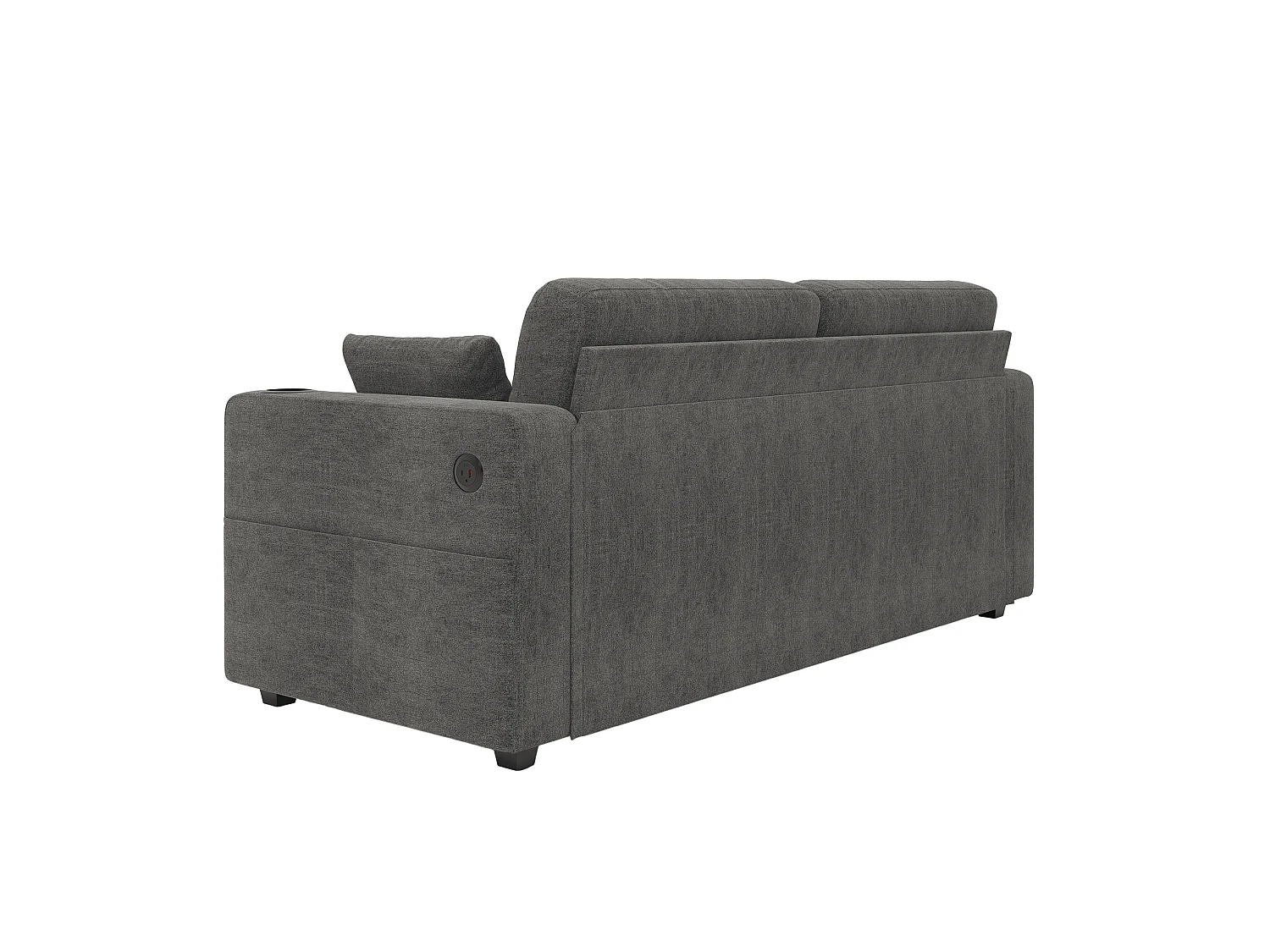 Tweezitsbank van chenille met twee lades, bekerhouders en USB-poorten - Donkergrijs