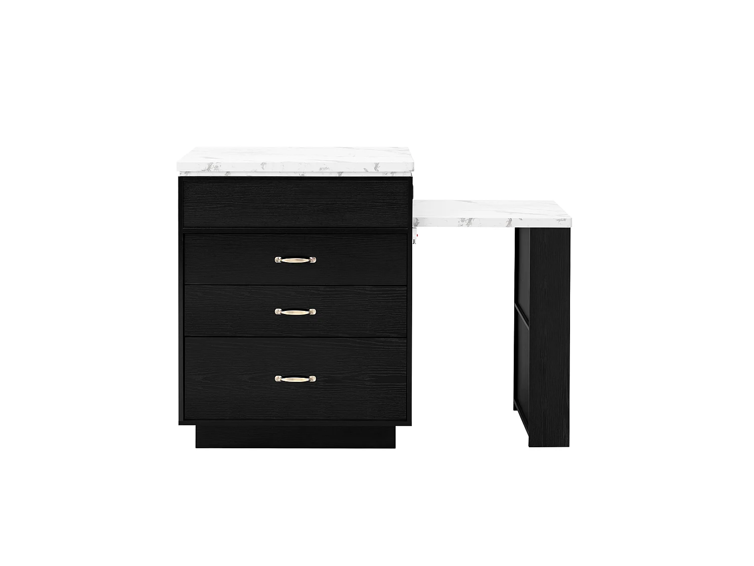 Îlot central LED noir - Meuble de bar extensible avec ports USB/Type-C et rangements