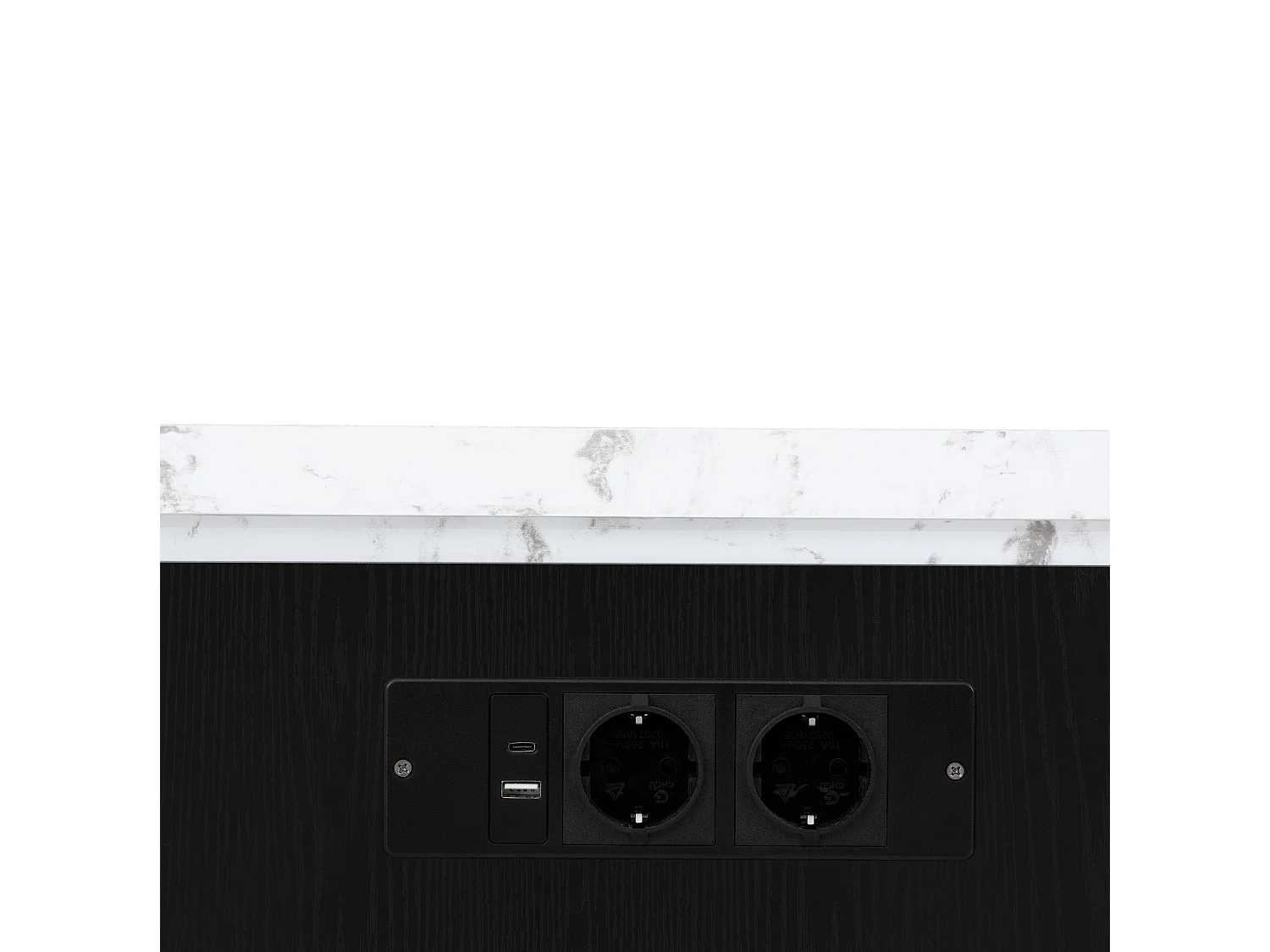 Îlot central LED noir - Meuble de bar extensible avec ports USB/Type-C et rangements