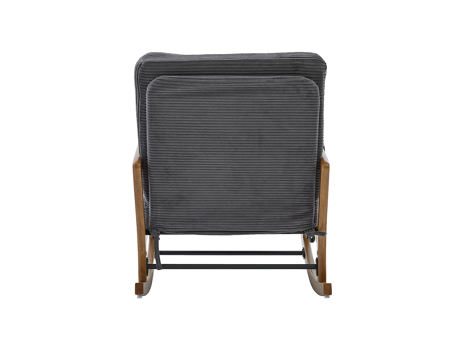 Rocking chair en velours côtelé avec repose-pieds et dossier réglable - Gris