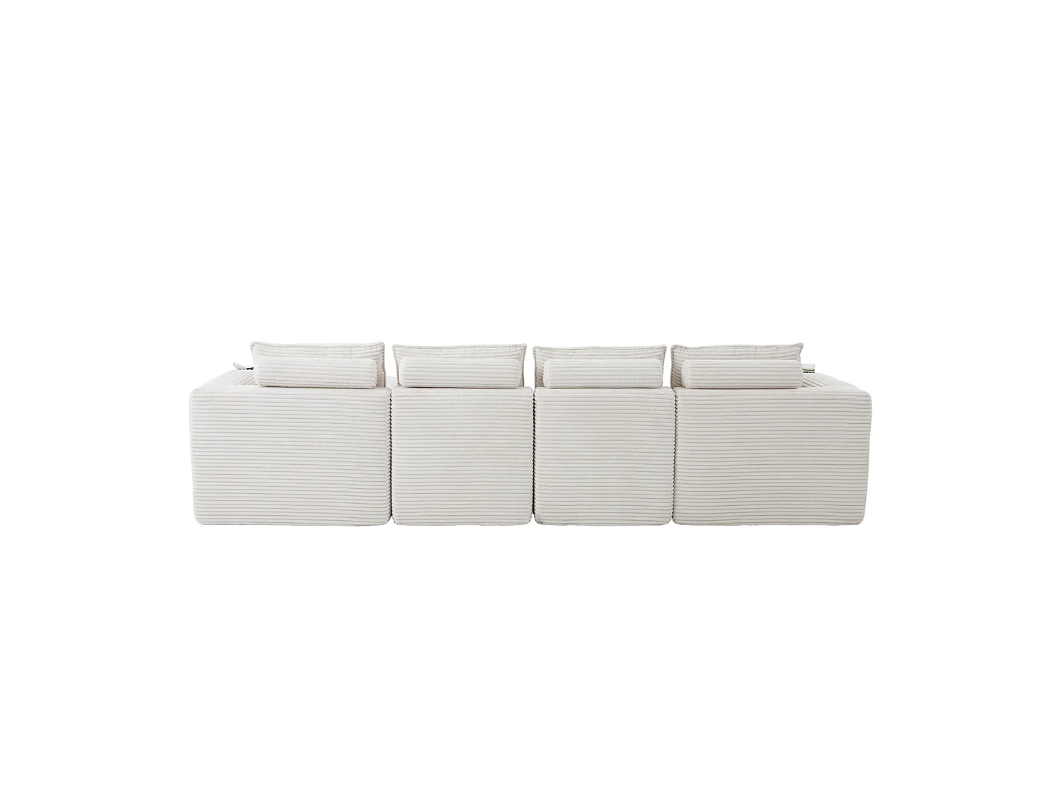 Modulaire 4-zitsbank met kussens en 2 voetenbankjes - Beige corduroy