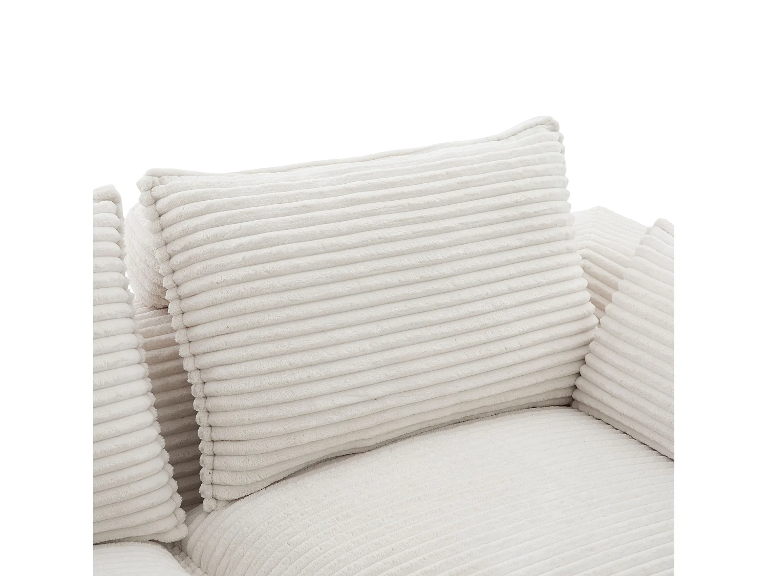 Modulaire 4-zitsbank met kussens en 2 voetenbankjes - Beige corduroy