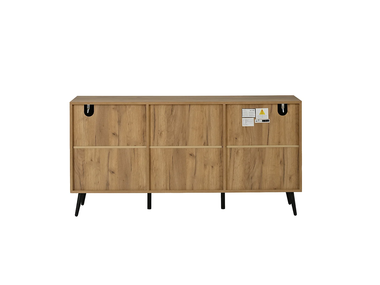 Dressoir met 2 lades en 3 deuren - Zwart en hout 140 x 35 x 67 cm