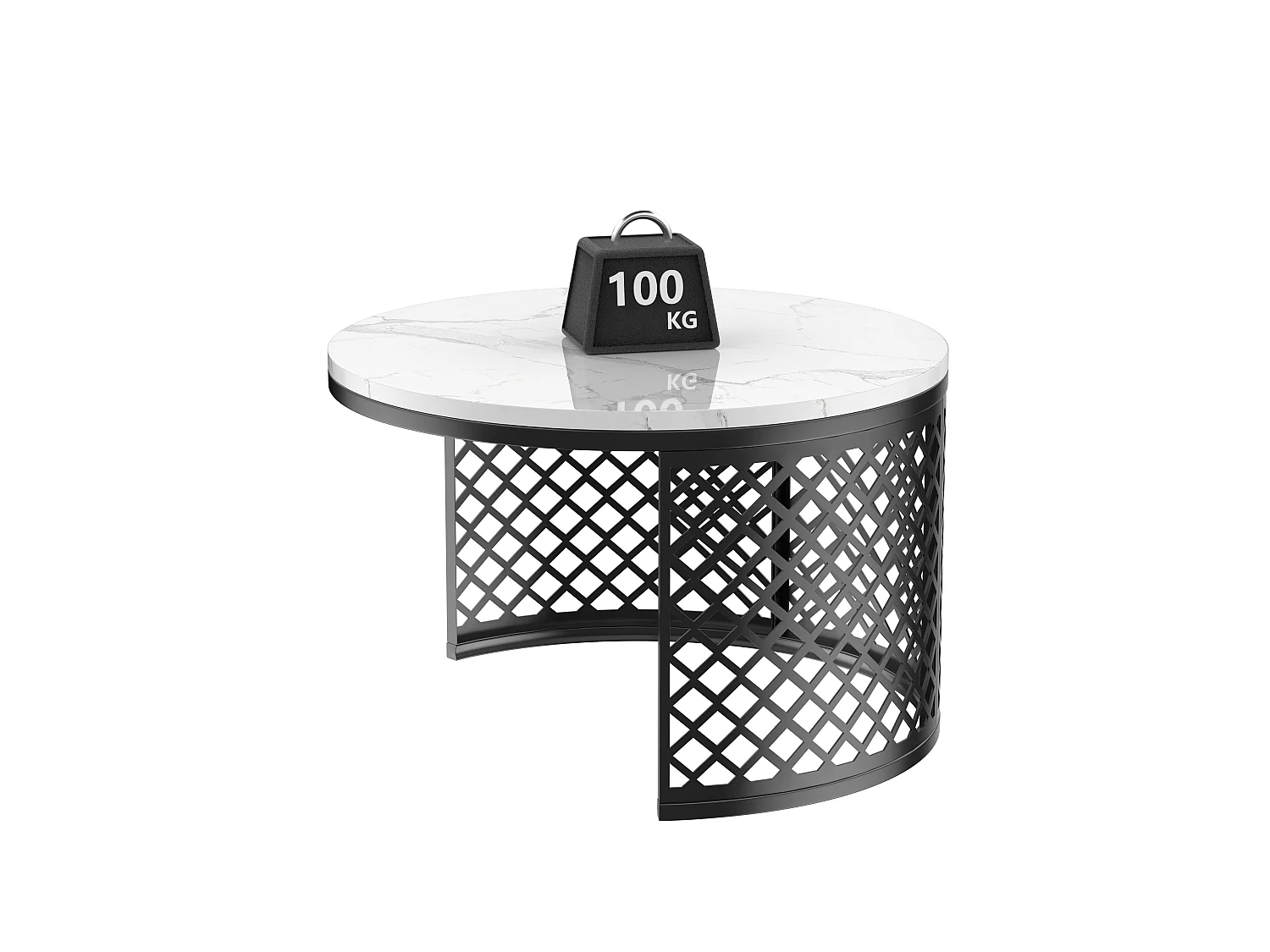 Ronde in elkaar schuifbare salontafels met geometrisch patroon - Zwart-wit