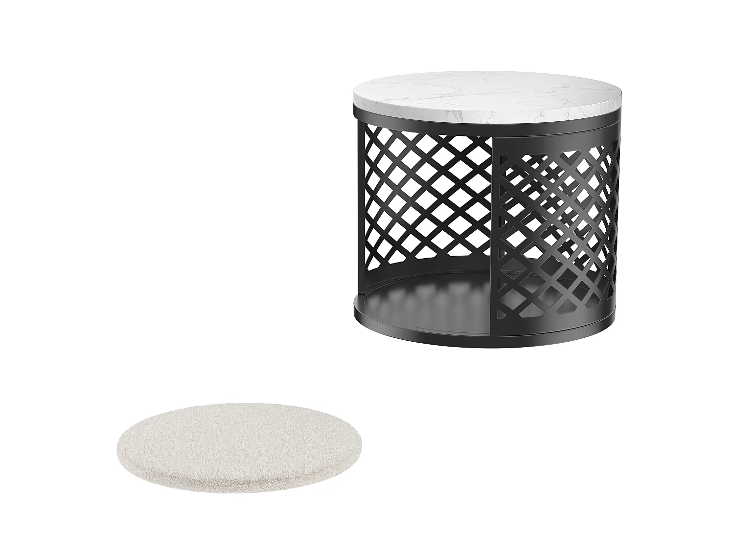 Ronde in elkaar schuifbare salontafels met geometrisch patroon - Zwart-wit