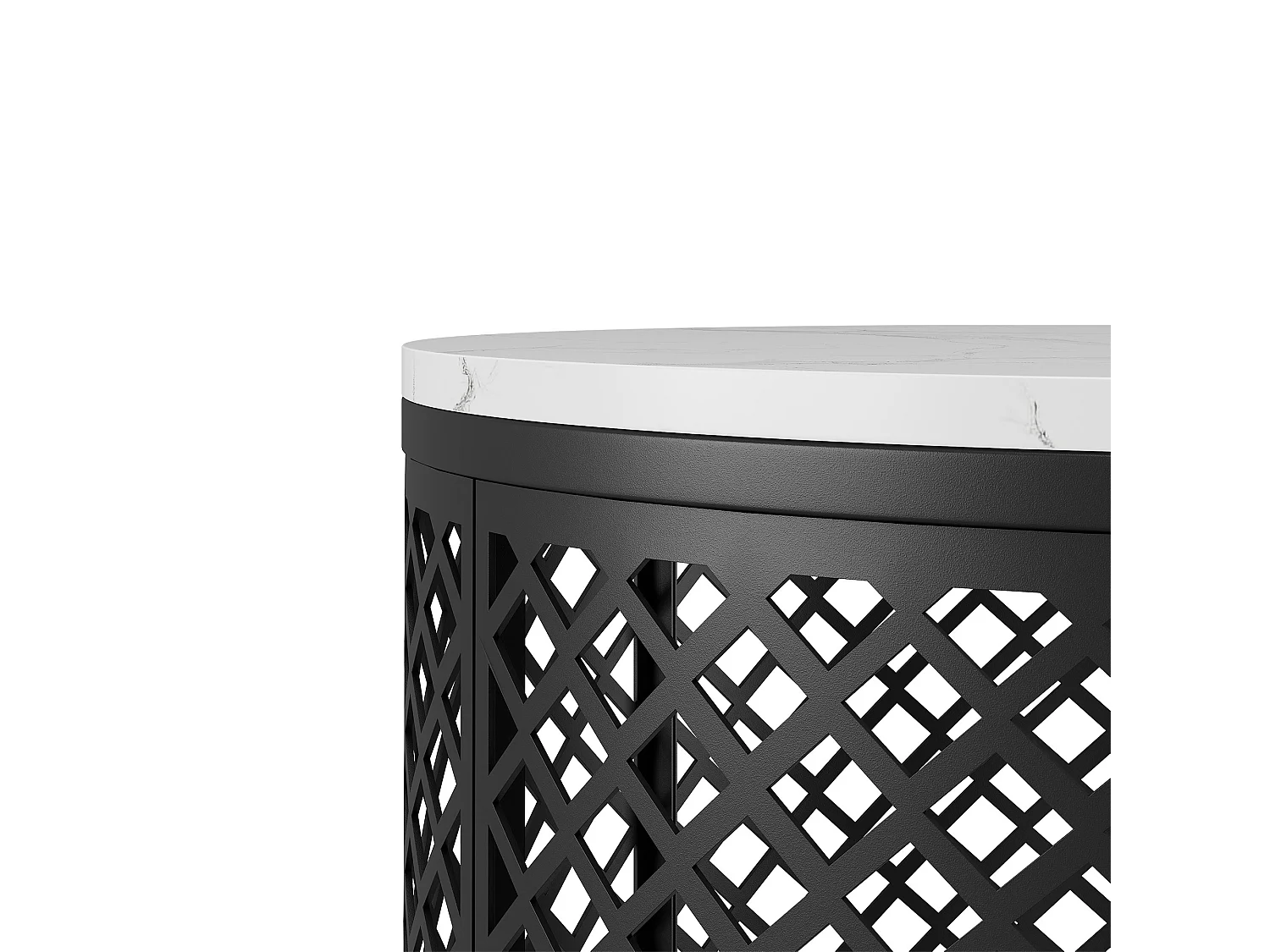 Ronde in elkaar schuifbare salontafels met geometrisch patroon - Zwart-wit