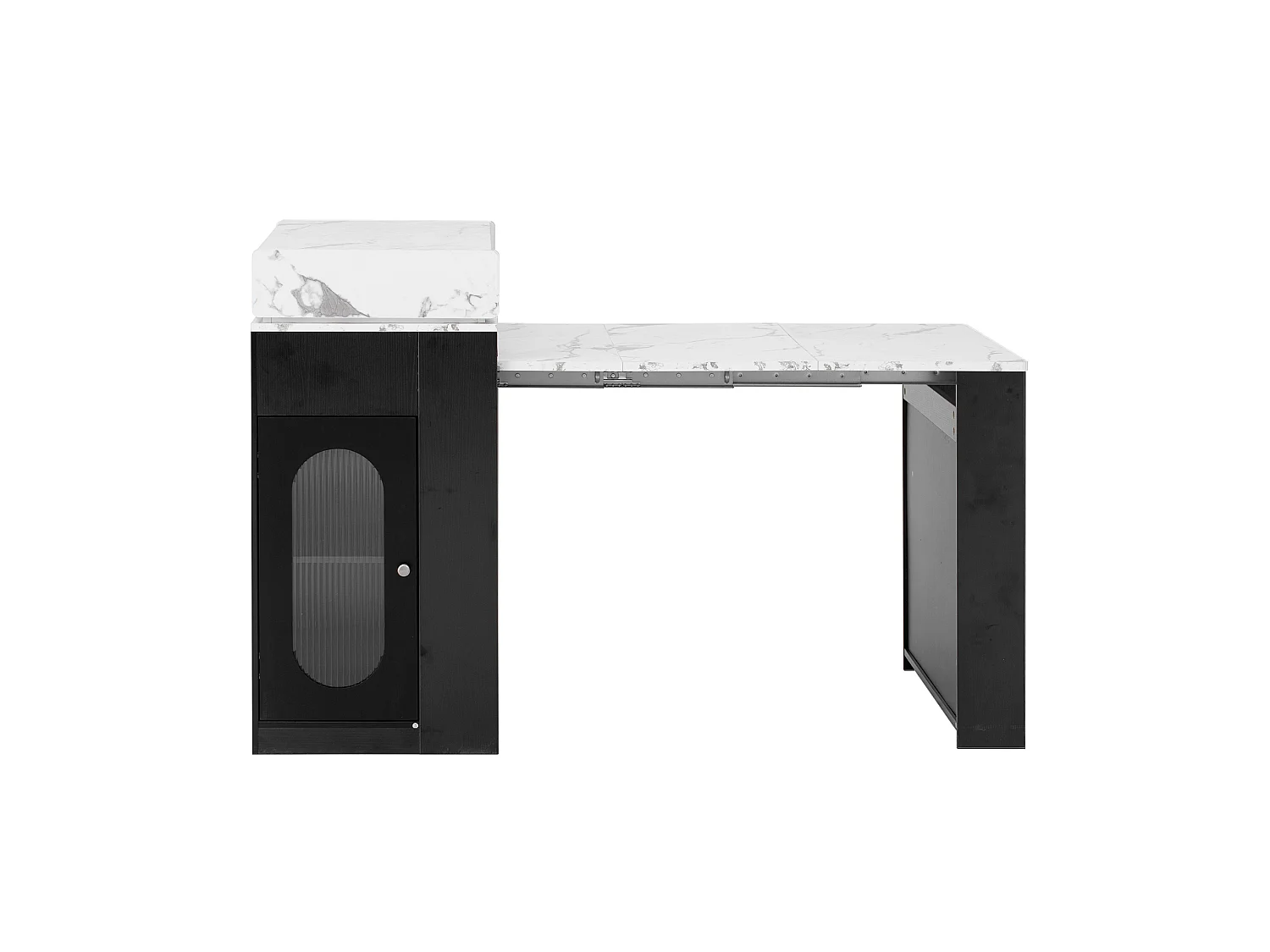 Îlot de cuisine extensible avec prise, tiroir et rangements - Noir