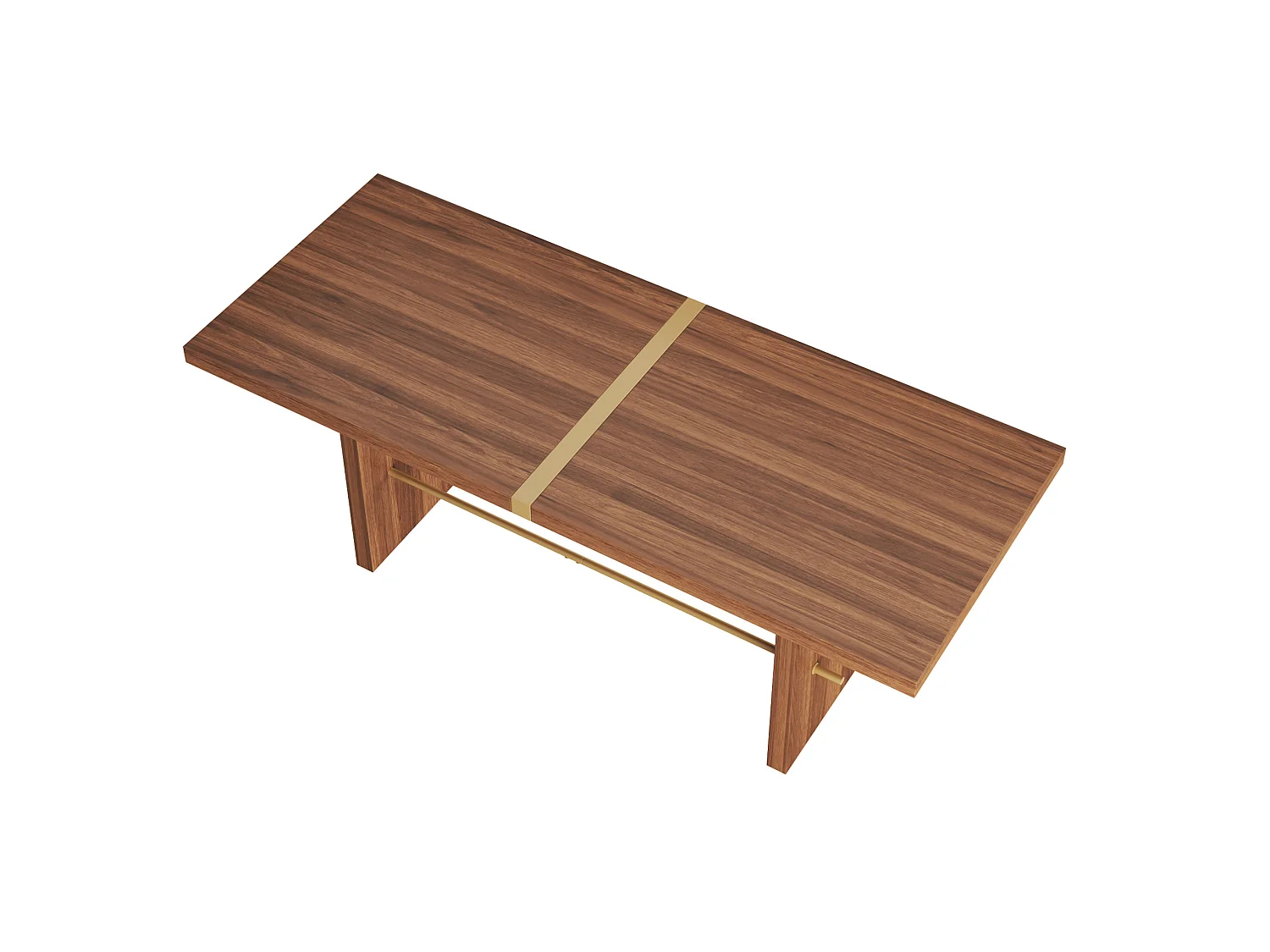 Table à manger 180 x 75 cm pour 6 à 8 places - Plateau de 4 cm d'épaisseur - Marron et or