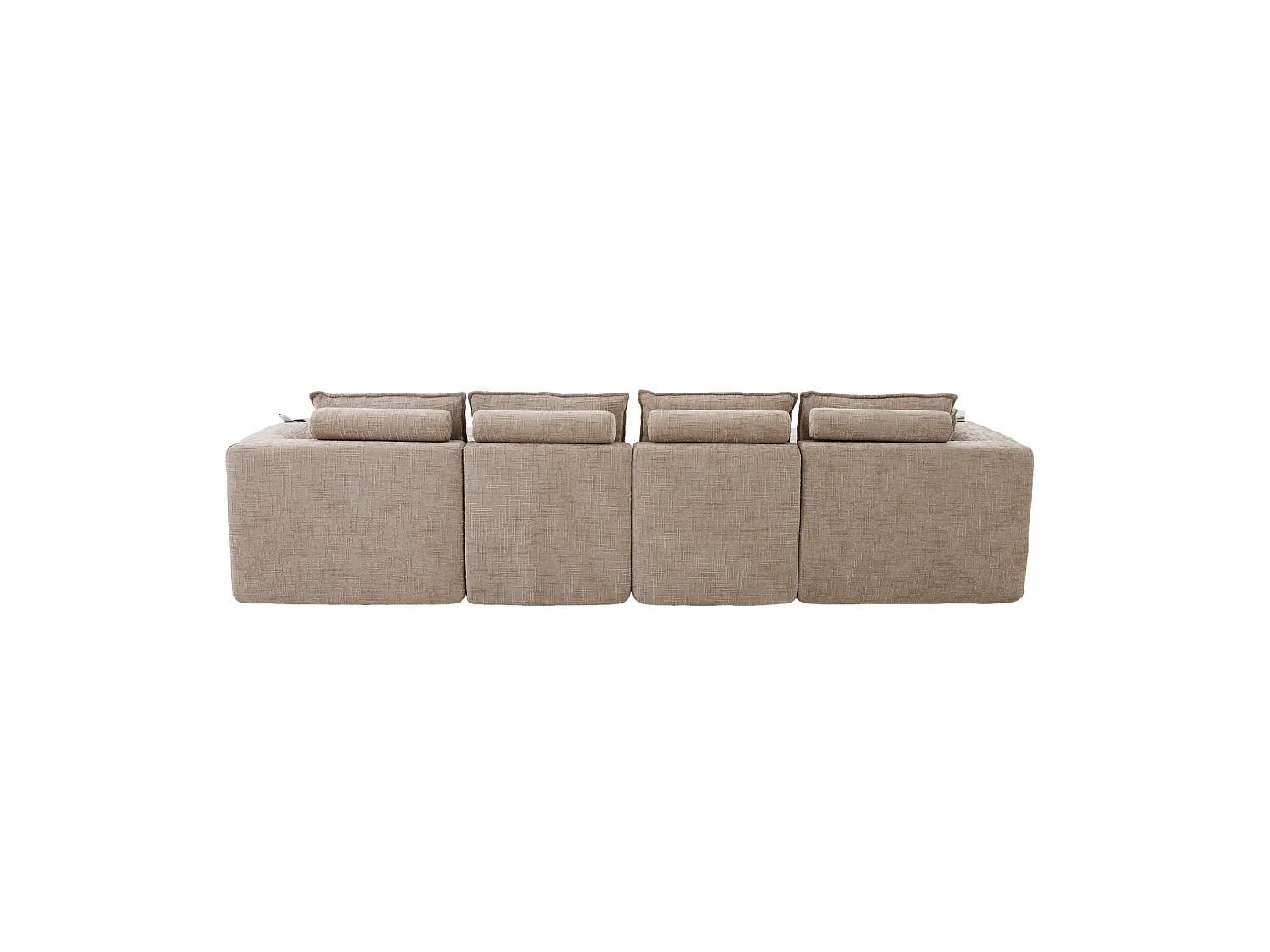 Canapé 4 places avec pouf en tissu chenille kaki