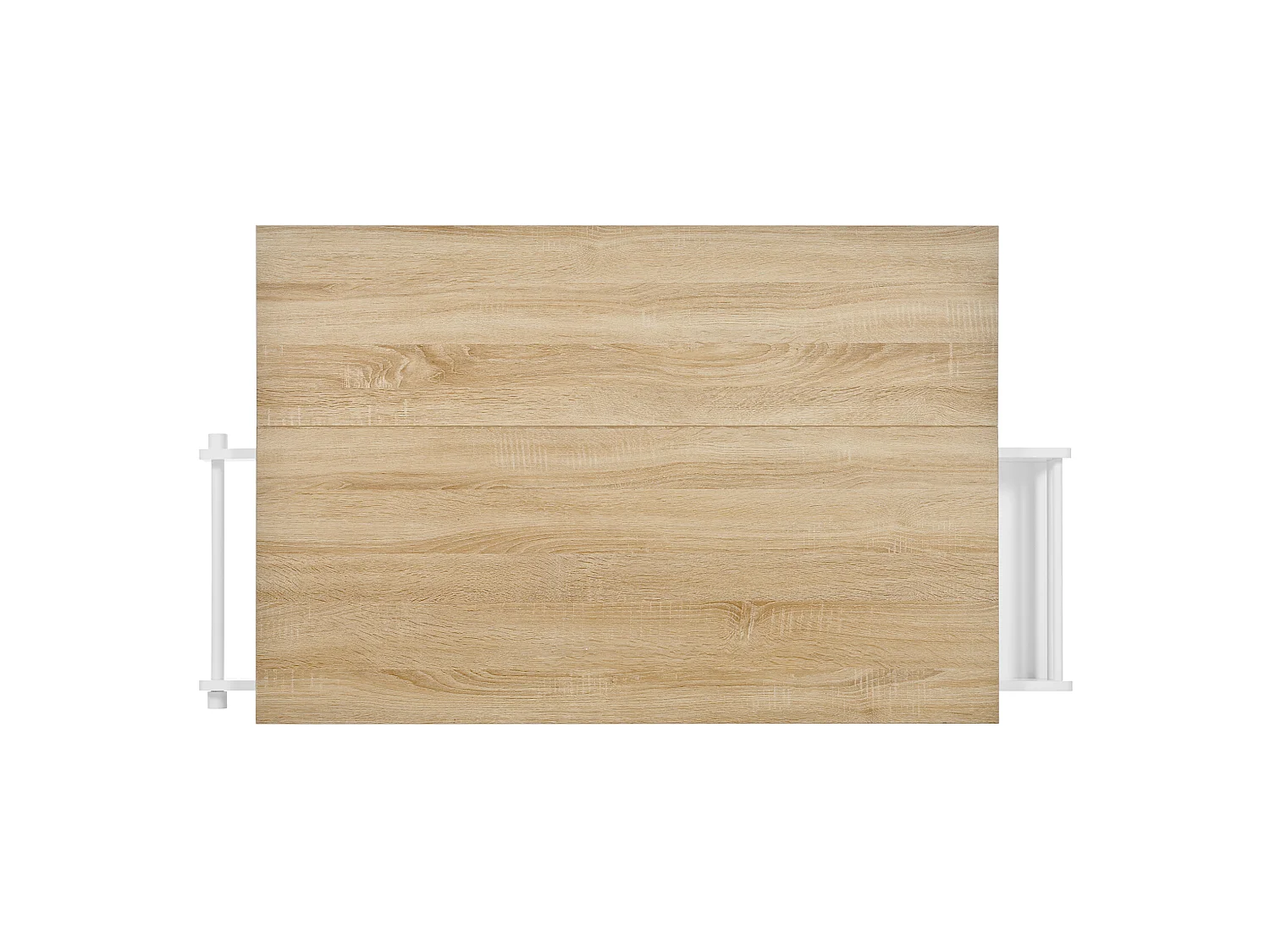 Îlot de cuisine à roulettes avec plateau extensible, 3 tiroirs et portes - Blanc et bois