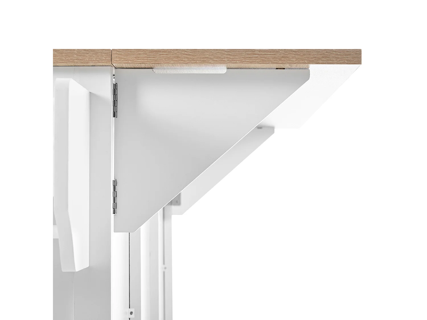 Îlot de cuisine à roulettes avec plateau extensible, 3 tiroirs et portes - Blanc et bois