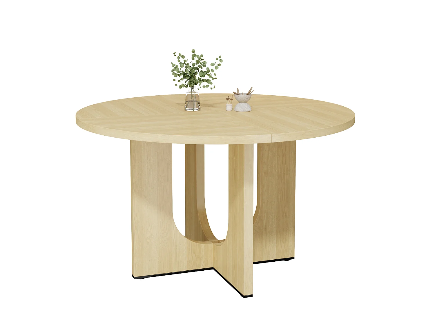 Table à manger ronde 120 cm pour 4 à 6 personnes- Design classique - Naturel clair