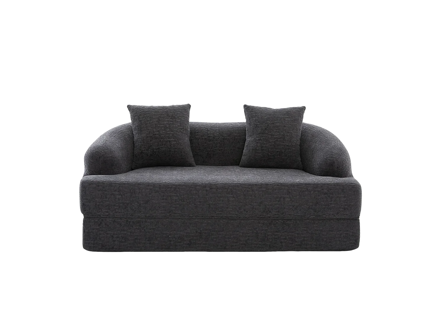 Tweezits slaapbank van chenille met 2 kussens - Donkergrijs 157 x 84 x 65 cm