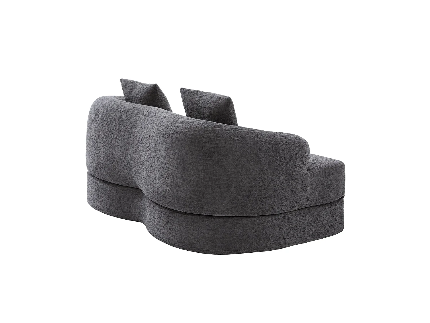 Tweezits slaapbank van chenille met 2 kussens - Donkergrijs 157 x 84 x 65 cm