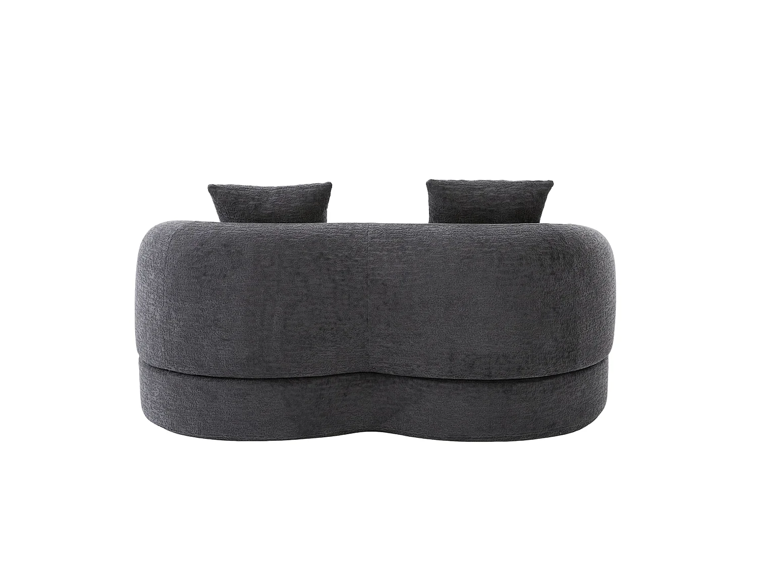 Tweezits slaapbank van chenille met 2 kussens - Donkergrijs 157 x 84 x 65 cm