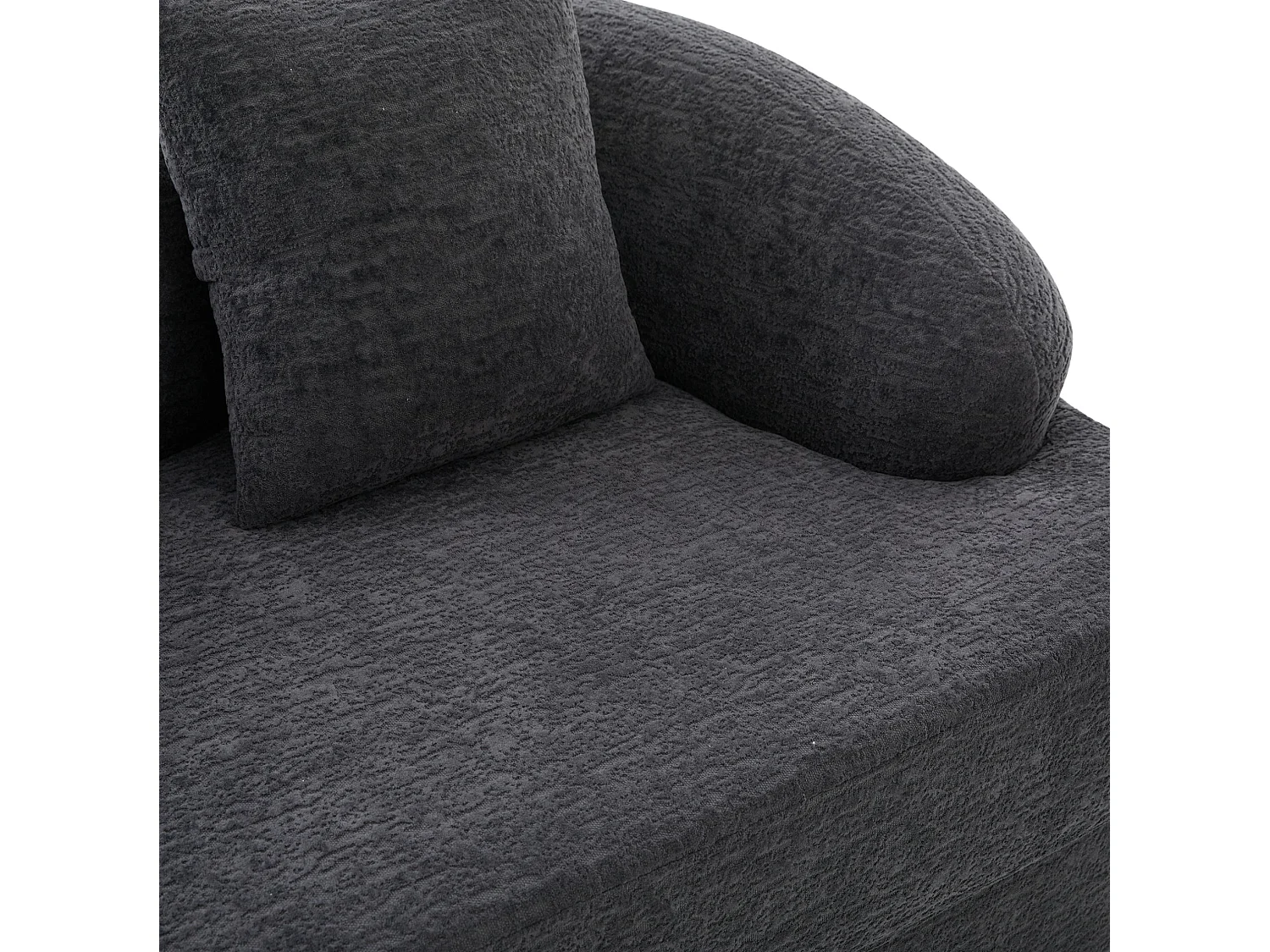 Tweezits slaapbank van chenille met 2 kussens - Donkergrijs 157 x 84 x 65 cm
