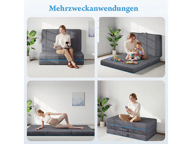 Matratze 120x195cm - 15cm Hochdichter Schaum + Gel-Memory-Schaum - Faltbar und Abnehmbar