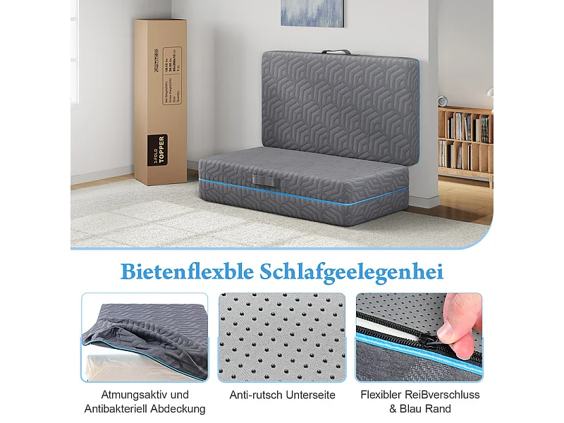 Matratze 120x195cm - 15cm Hochdichter Schaum + Gel-Memory-Schaum - Faltbar und Abnehmbar